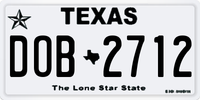 TX license plate DOB2712