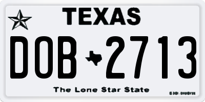 TX license plate DOB2713