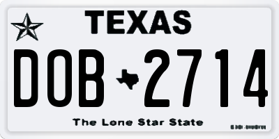 TX license plate DOB2714