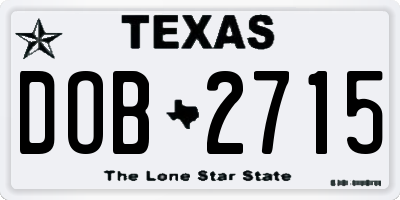 TX license plate DOB2715