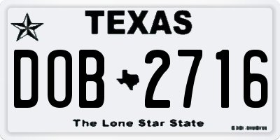 TX license plate DOB2716