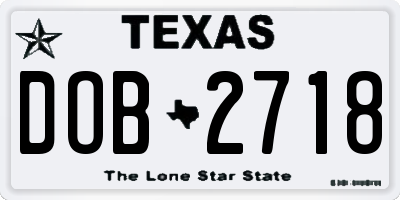 TX license plate DOB2718