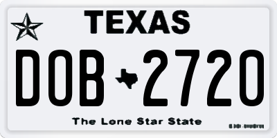 TX license plate DOB2720