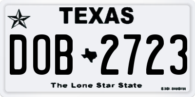 TX license plate DOB2723
