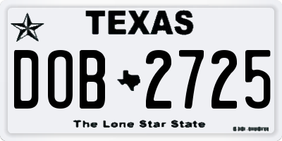 TX license plate DOB2725