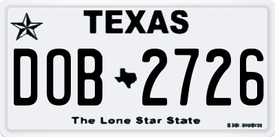 TX license plate DOB2726