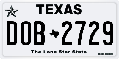 TX license plate DOB2729
