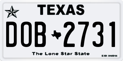 TX license plate DOB2731
