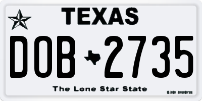 TX license plate DOB2735