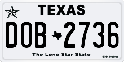 TX license plate DOB2736