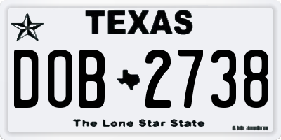 TX license plate DOB2738