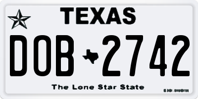 TX license plate DOB2742