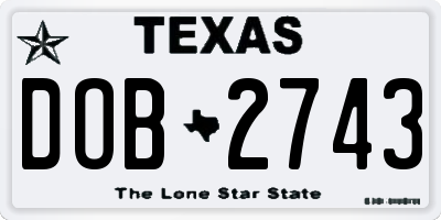 TX license plate DOB2743
