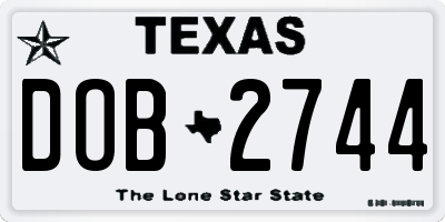 TX license plate DOB2744