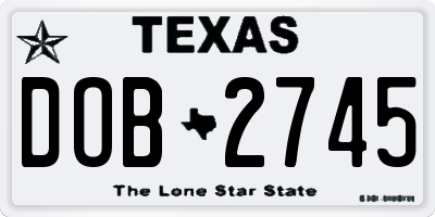 TX license plate DOB2745