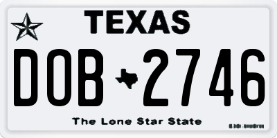 TX license plate DOB2746