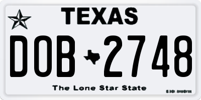 TX license plate DOB2748