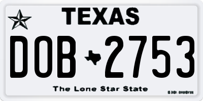 TX license plate DOB2753