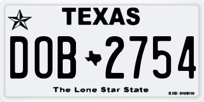 TX license plate DOB2754