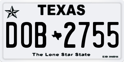 TX license plate DOB2755