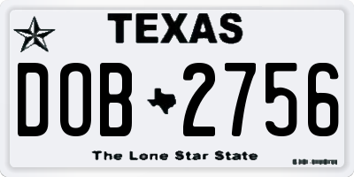 TX license plate DOB2756