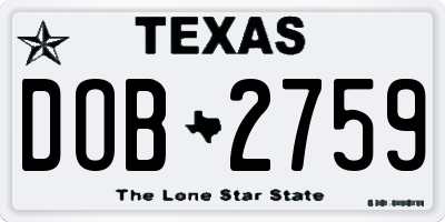 TX license plate DOB2759