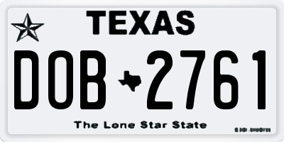 TX license plate DOB2761