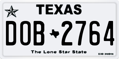 TX license plate DOB2764