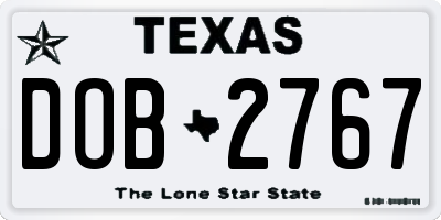 TX license plate DOB2767