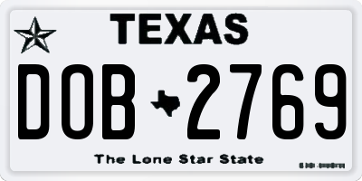 TX license plate DOB2769