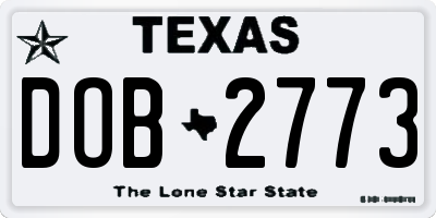 TX license plate DOB2773