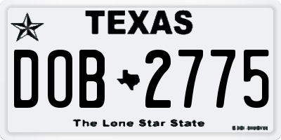 TX license plate DOB2775