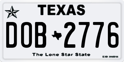 TX license plate DOB2776
