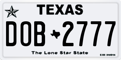 TX license plate DOB2777