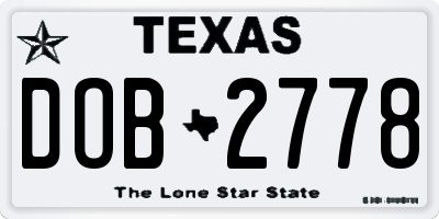 TX license plate DOB2778