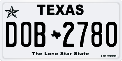 TX license plate DOB2780