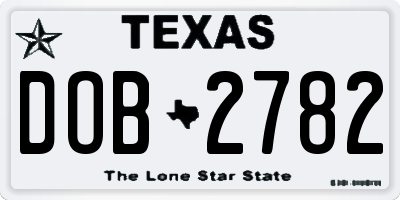 TX license plate DOB2782
