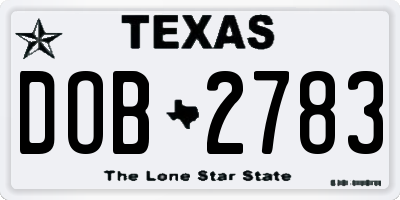 TX license plate DOB2783