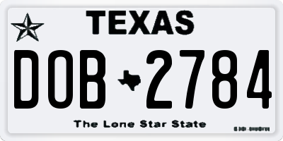 TX license plate DOB2784