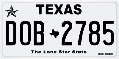 TX license plate DOB2785