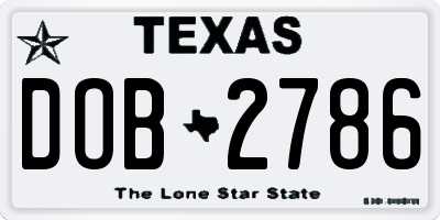 TX license plate DOB2786