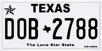 TX license plate DOB2788