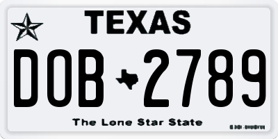 TX license plate DOB2789