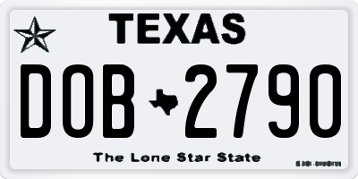 TX license plate DOB2790