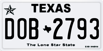 TX license plate DOB2793