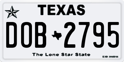 TX license plate DOB2795