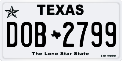 TX license plate DOB2799