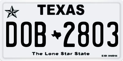 TX license plate DOB2803