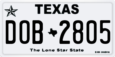 TX license plate DOB2805
