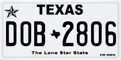 TX license plate DOB2806
